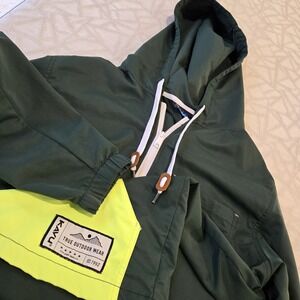 Kavu True Outdoor Wear Windbreaker Hiking Hood Full Zip, Pockets Green Sz Medium